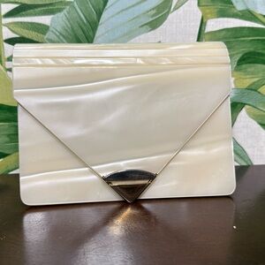 Vintage 50s Pearlescent Lucite Ivory Purse  - no strap